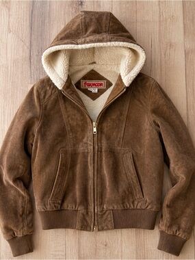 Vintage Foxmoor Women’s Genuine Suede Leather Sherpa Hooded Jacket XS